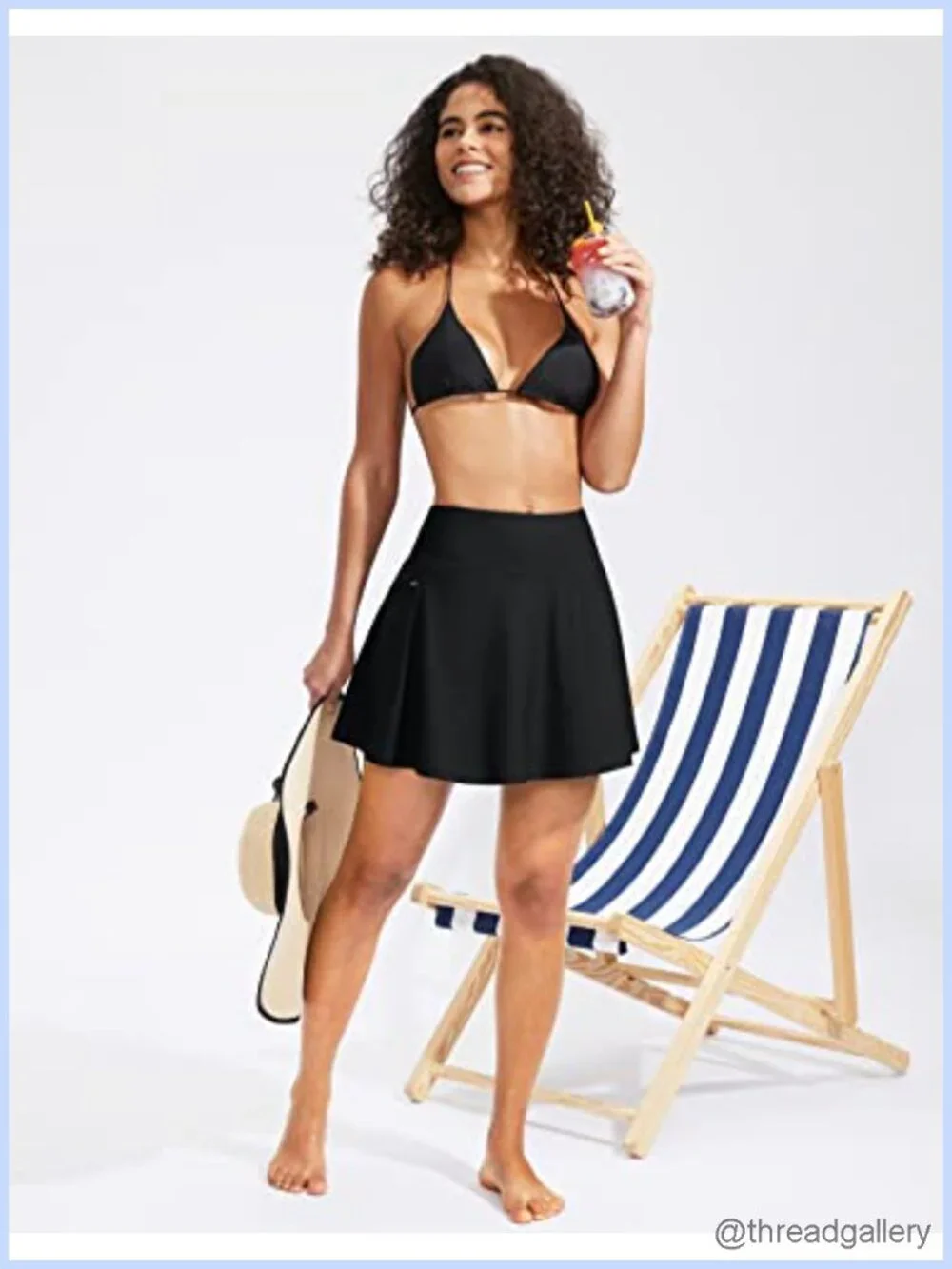 High Waisted Swim Skirt with Zipper Pockets Tankini Bottoms Chlorine Resistant
